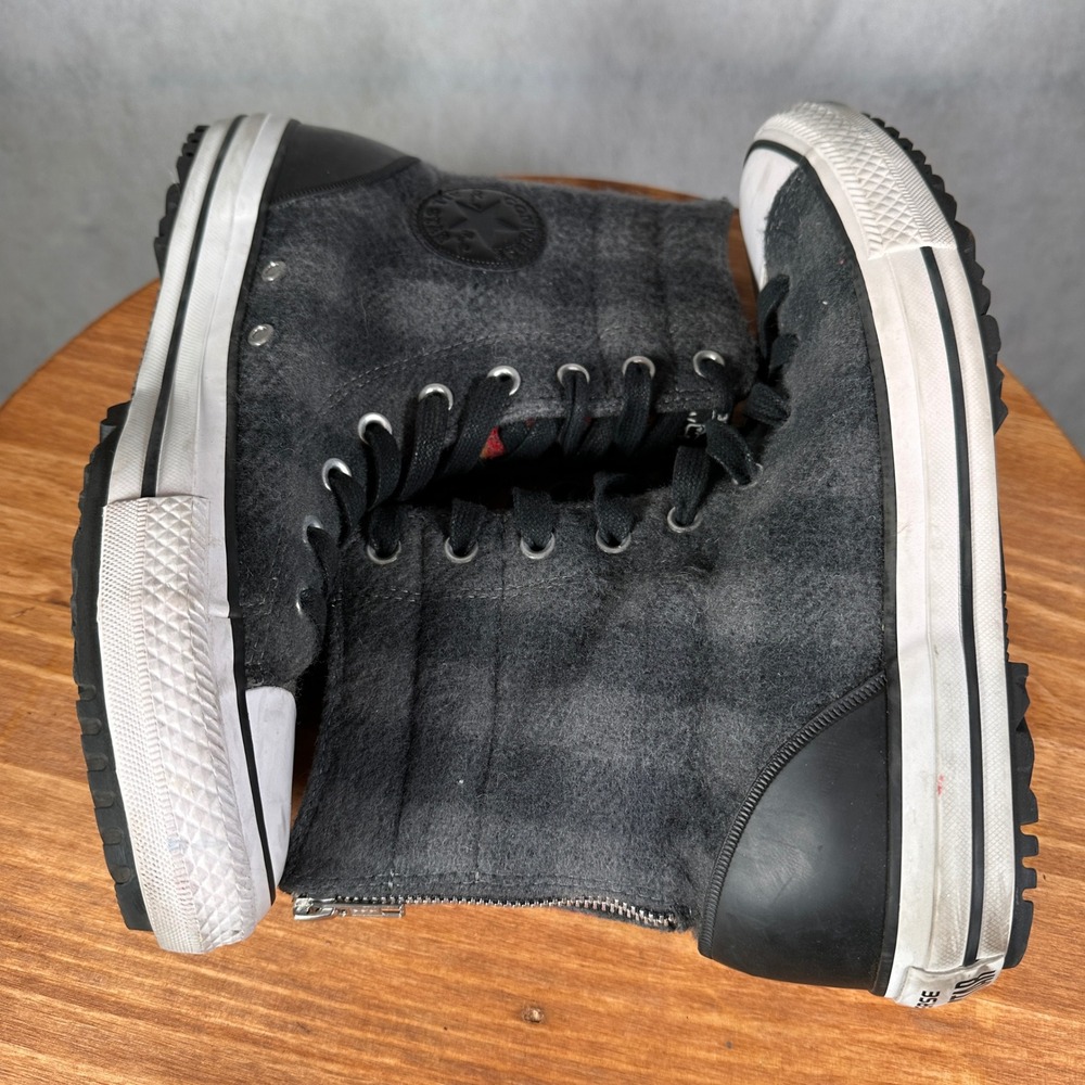 Converse Woolrich Chuck Taylor Boots Women 9.5 Grey Wool Good 549686C Back Zip - Picture 10 of 13